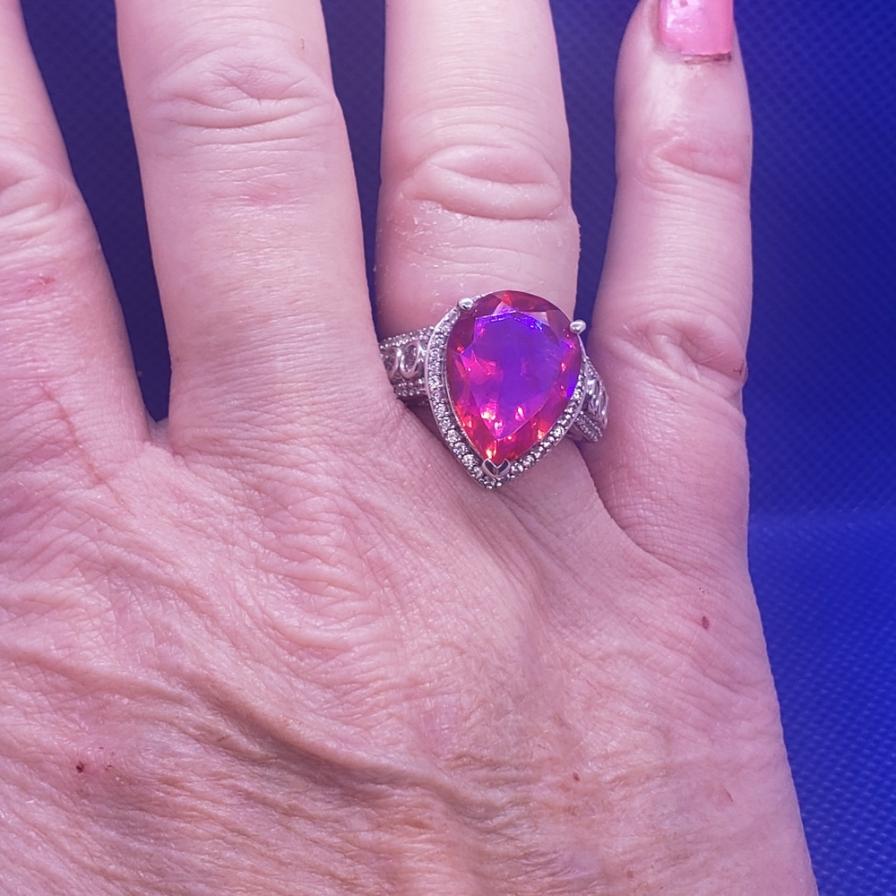 SOLD To  C! Rare Unique Volcanic Quartz  Ring in Platinum Over Sterling S - Picture 10 of 17